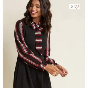 Black and Red Stripes Fit and Flare Dress